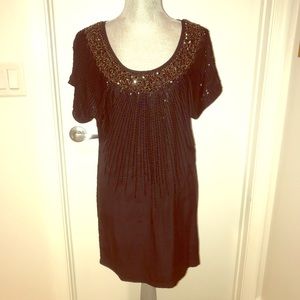 Cocktail dress with beaded neckline